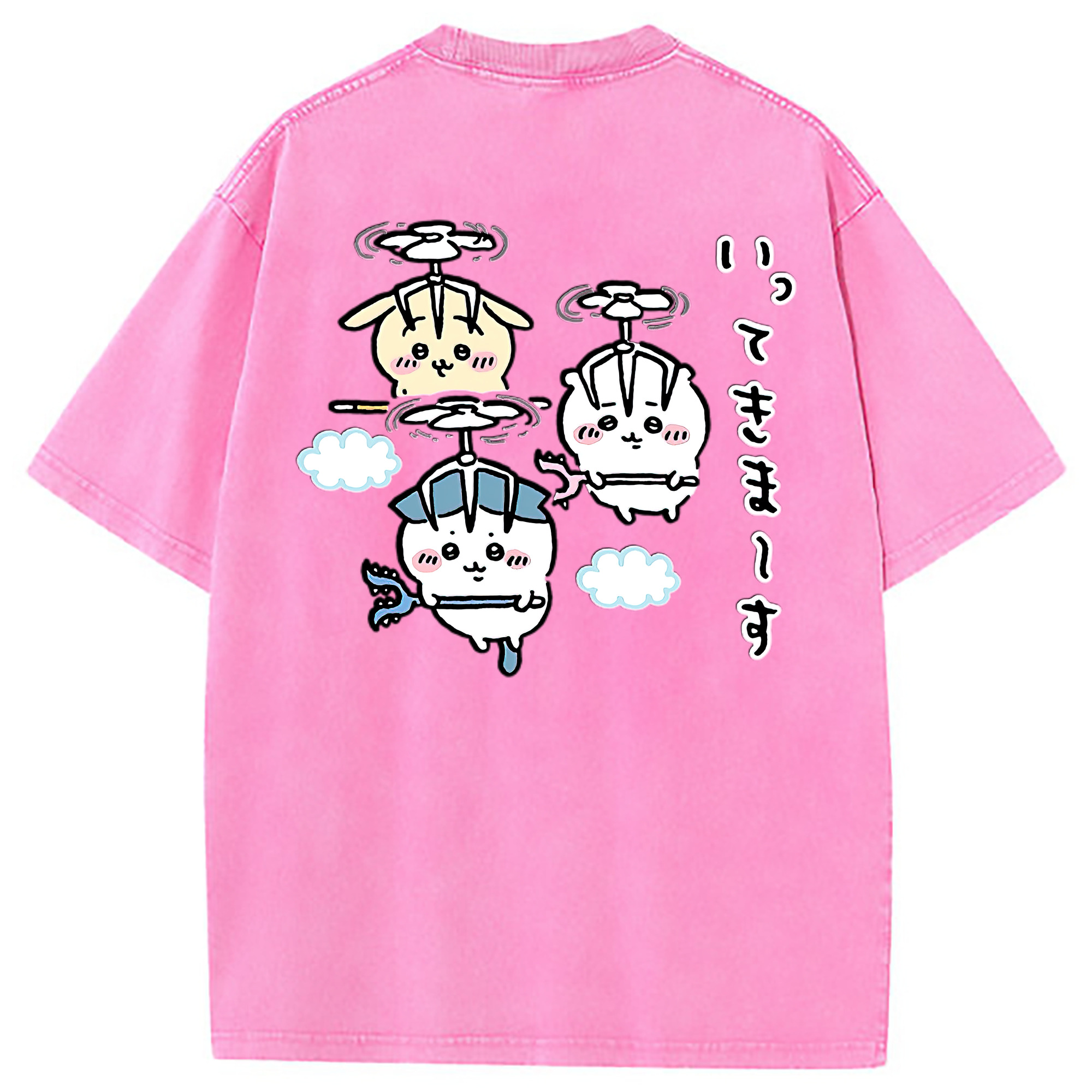 （画像用） ちいかわ ちいかわ Chii-kawa chiikawa 綿100% ヴィンテージ風 半袖Tシャツ（背面プリント）